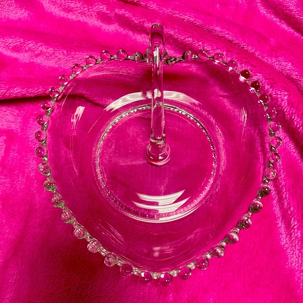 Vintage Imperial Candlewick Heart Shaped Nappy Candy Dish Clear Glass